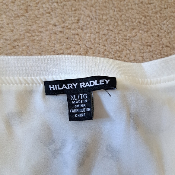 Hilary Radley Short Sleeve Blouse Size XL Black White Floral Double Layer Top - Picture 7 of 12